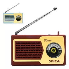 Radio Portatil Retro Vintage Spica Sp580 Am/fm Pila Colores Color Bordó