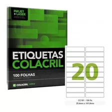 Etiqueta Adesiva Carta Com 20 Etiquetas Colacril Cc181 Cor Branco