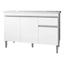 Balcão Cozinha Tatiane 120cm Branco 1999 Com Tampo Mdp Ajl