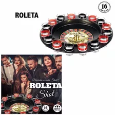 Jogo Cassino Roleta Shot - 16 Copos Bebida Drink Destilado