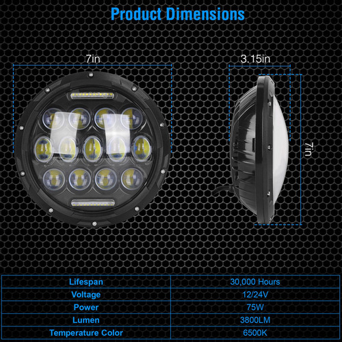 Faro Led De 7 Pulgadas Para Hummer H1 2003-2009 Foto 3