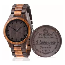 Reloj Hombre Madera Wooden Cuarzo 53mm Pulso Madera