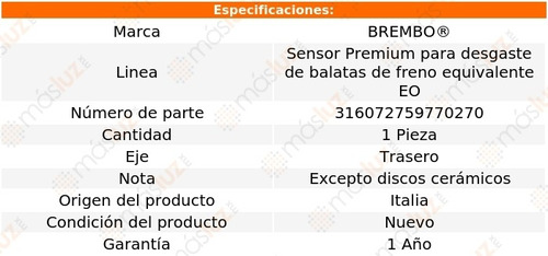 1.sensor Para Balatas Trasera Porsche Boxster 00/08 Brembo Foto 2