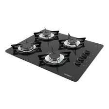 Cooktop Nardelli 4q Flange Inox Mesa De Vidro Preto Bivolt