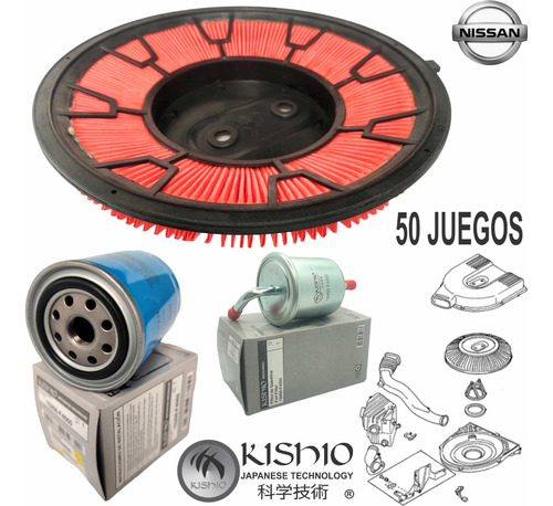 50 Kits Filtro Aceite Aire Gasol Nissan Pickup D21 2.4 92-10 Foto 4