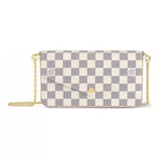 Bolsa Lv Crossbody Felicie Azur Damier Con Cadena 3 Pzas