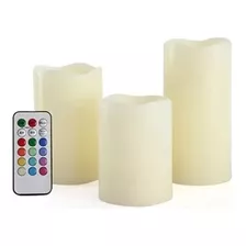 Velas X3 Plastico Luz Led Blanca Decoración Control