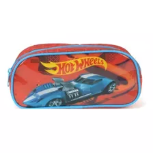 Estojo Escolar Simples Carrinho Hot Wheels Carros Vermelho