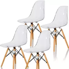 Conjunto 4 Cadeiras Eames Empório Tiffany Transparente