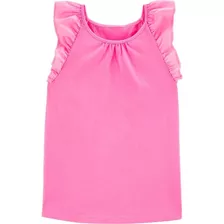 Camiseta Infantil Menina Rosa Manga Babado Carters