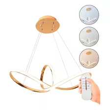 Pendente De Led Infinito Dourado 35w 3 Em 1 Bivolt Controle