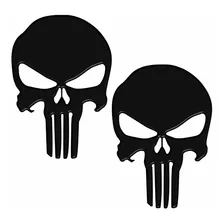 Par Adesivos Punisher Carro Moto Preto Resinados Res24