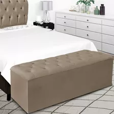 Calçadeira Baú Recamier 195 Cm Emilia Suede Cor Bege Escuro