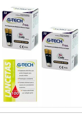Fitas/tiras Reagentes G-tech Free 100 Unidades +100 Lancetas