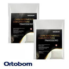 Kit 2 Capas Para Travesseiro Impermeavel Com Ziper Ortobom Cor Branco Liso