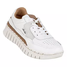 Tenis Casual Plataforma Mujer Blanco Piel Lobo Solo 01904004