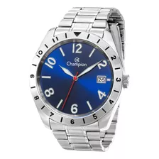 Relógio Champion Masculino Aço Prata Azul Original Garantia