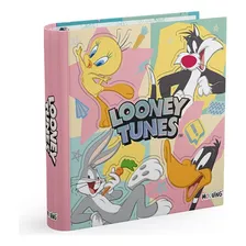 Carpeta Escolar N3 3x40 3 Anillos Mooving Looney Tunes Color Azul Claro