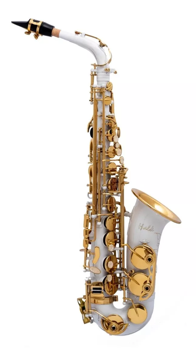 Saxofone Alto Mib Branco Com Dourado Halk Frete Gratis