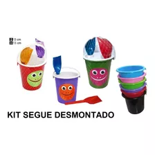 Kit 4 Balde De Praia Com Acessórios Coloridos Festa