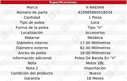 Polea Accesorios Metalica Tipo  V  Sprint L3 1.0l 87 Foto 3