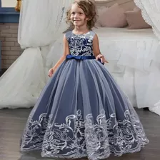 Vestido De Niña De Fiesta Mini-mi Modelo Faustina Azul