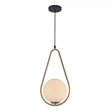 Luminaria Pendente Gota Jabuticaba Globo Vidro Leitoso 1xe27 Cor Dourado 110v/220v