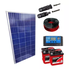 Kit Placa Solar 280w Controlador 10a Lcd Bateria 70ah Cabos
