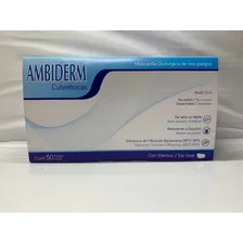 Cubrebocas Ambiderm Plisado Tricapa Azul Caja 50 Pz