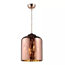 Lustre Pendente Luminária Pylon 4l Metal Vidro Rose 48x35cm 110v/220v