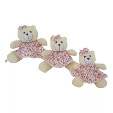 Kit Trio Ursa Milla Floral Para Nicho Decoração Pelúcia Bebê