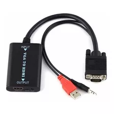 Vga Macho Para Hdmi Fêmea Adaptador Conversor Com 3.5mm