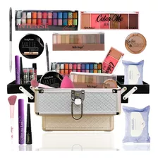 Maleta Kit Maquiagem Ruby Rose Água Tonico Pincéis Pó Blush+