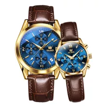 Reloj De Pareja Olevs Luminous Chronograph De 2 Piezas