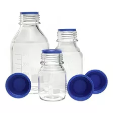 Frasco Reagente Vidro Boro 3.3 Tampa Rosca Pp Azul 500 Ml