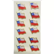  Pack 12 Piocha Pin De Bandera Chilena Metálica Grande 