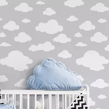 Adesivo De Parede Quarto Infantil Nuvem Branco Cinza 5m