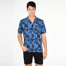 Camisa M/c Surf Guayabera Tropicalia Blue Azosme