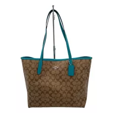 Coach Bolso Sig City Tote Kaki Teal Nueva Original 