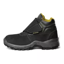 Bota De Couro Nobuck Velcro Vitoria Sra Preto Delta Plus