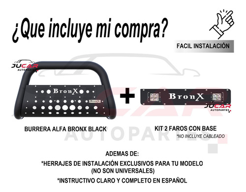 Burrera Bronx Black 2 Faros Nissan Np300 Frontier 2016-2020 Foto 2