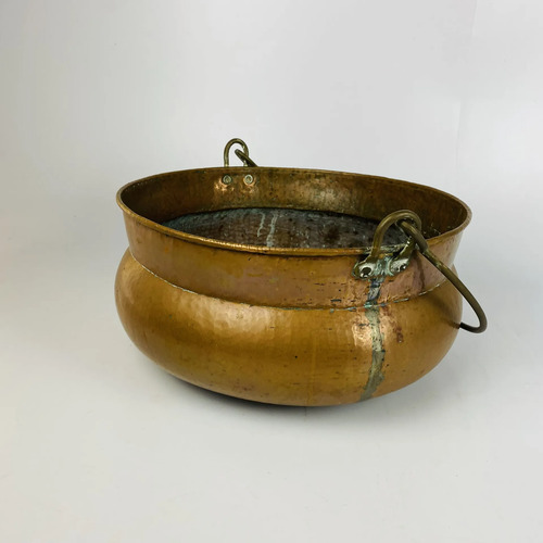 Tacho De Cobre Grosso Martelado Vintage Com Alça 18l 38cm Marrom 2