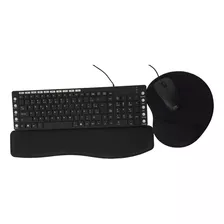 Kit Home, Mouse Pad & Apoio De Teclado Ergonômico Preto 