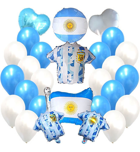 Combo Kit Deco Fiesta Globos Argentina Mundial N°1
