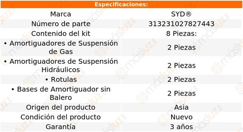 Rotulas Amortiguadores Bases Renault Sandero 10/16 Syd Foto 2