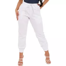 Calça Branca Jogger Feminina Tecido Bengaline Moda Blogueira