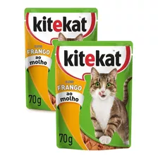 2 Saches Petisco Ração Kitekat Gato Frango Ao Molho 70g