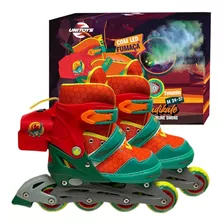 Patins Infantil Menino C/ Luz Led Solta Fumaça E Bolha Sabão