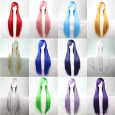 Peluca De Cosplay De Pelo Largo Liso Multicolor 80 Cm Peluca