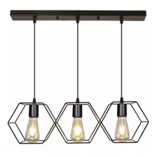 Lámpara Colgante De Techo Hexágonos Metálico Moderno 3 Luces